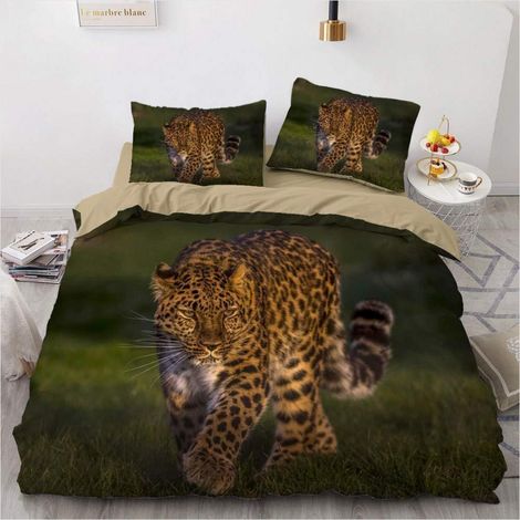 Parure de lit Leopard 135x200 cm microfibre avec fermeture éclair et taie d'oreiller 80x80 cm