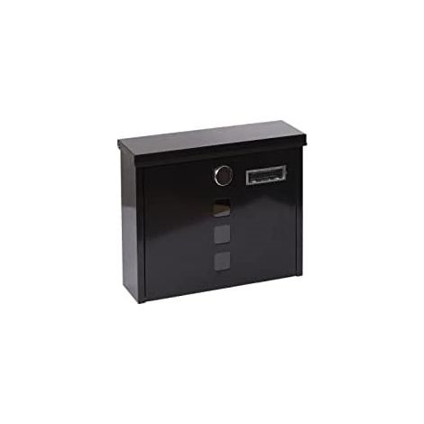 Chance E7104 Single Steel Letterbox, Size M (A4 Size), Mailbox with Covered Lock and Card Holder, Easy to Install, Black (1/5)
