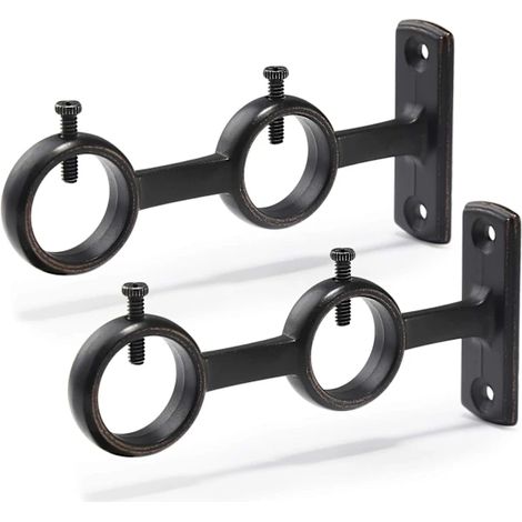 Filiyano-/EA/Supports de tringle à rideaux réglables (lot de 13) - Crochets muraux de 8 cm avec vis pour tringles à rideaux et porte-vêtements - Noir (1/2)