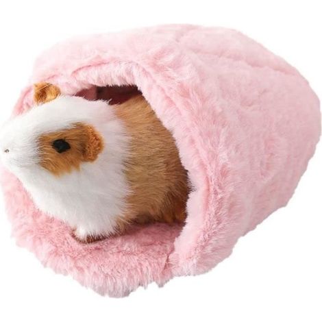 Tapis d'hiver chaud et mignon en coton pour animaux de compagnie, lit de couchage pour nid de cochon d'Inde ou maison de hamster (L-Rose). (1/2)