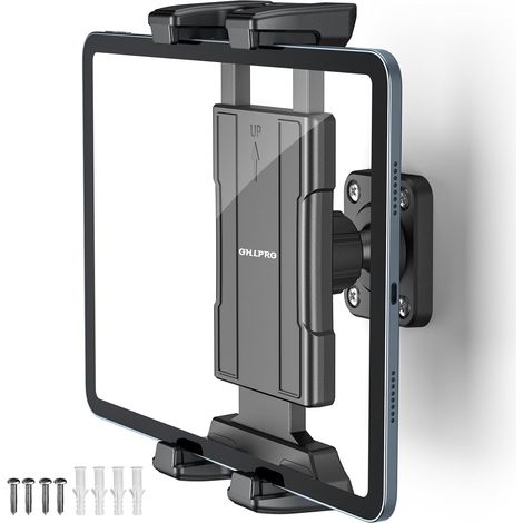 Support Mural Tablette Murale pour Mur Cuisine Salle de Bain, Compatible avec 5" - 13" Pro Mini Air Galaxy Tab S9 Kindle Switch Réglage à 360° (1/5)