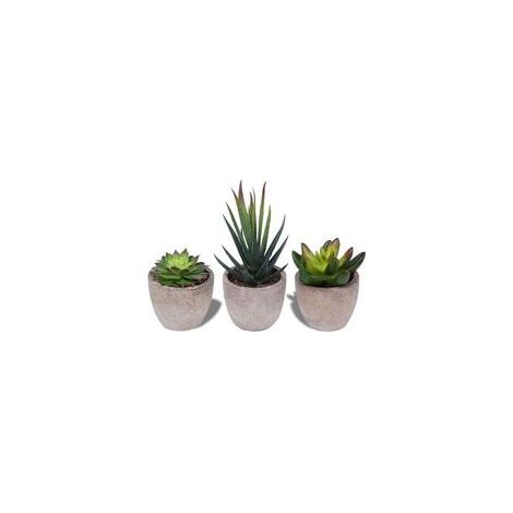 Lot de 3 Petite Plante Artificielle Décoration Extérieur Intérieur Succulentes Plantes Grasses en Pot pour Bureau, Balcon, Salon, Maison (1/4)
