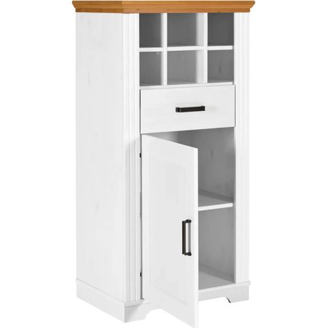 Mobile Bar Armadio da Cucina Portabottiglie in Legno Bianco Rovere (1/5)