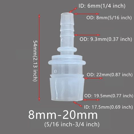 (5 pièces, 8-20 mm) 5 raccords flexibles en plastique pour tuyau d'arrosage, réducteurs à embout cannelé, adaptateurs et épissures pour la réparation de tuyaux d'eau, de jardins, d'aquariums et de lab (1/5)