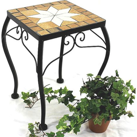 DanDiBo Blumenhocker Mosaik Eckig 38 cm Blumenständer 12015 Beistelltisch Pflanzenständer Mosaiktisch Klein (1/4)