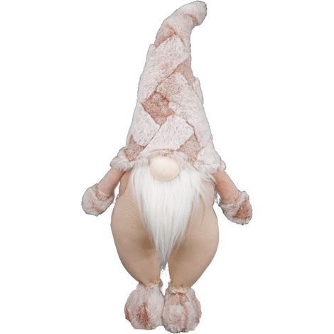 Gnomo di Babbo Natale H68 cm in Tessuto Rosa Antico