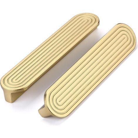 2Pièces Poignee de Meuble Cuisine Laiton brossé 128mm Alliage de aluminium Or Poignées Meubles, poignée de porte meuble laiton (1/4)