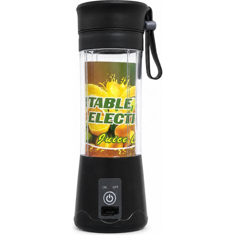Blender Portable USB Rechargeable, Gobelet Presse-Jus Électrique Compact à 6 Lames en Plastique, Noir (1/5)
