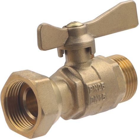 – Vanne à sphère 1/4 tour mâle M3/4' – Écrou libre F3/4' pour installation facile – Ouverture/fermeture rapide – Pour espaces confinés (1/4)