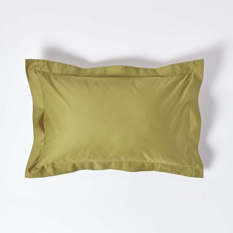HOMESCAPES Olive Green Egyptian Cotton Oxford Pillowcase 1000 Thread Count, Standard - Olive Green (1/4)