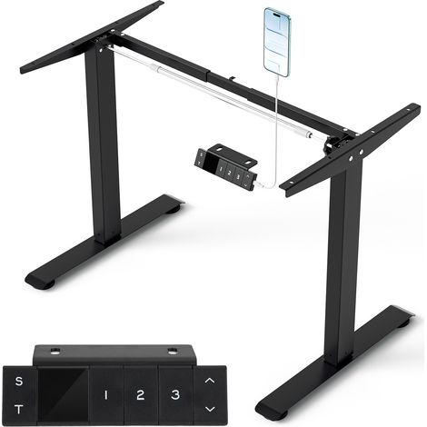TolleTour Bastidor de mesa con altura regulable eléctricamente, memoria de 3 posiciones y carga USB-C. Innovador motor único con diseño inverso para una estabilidad máxima