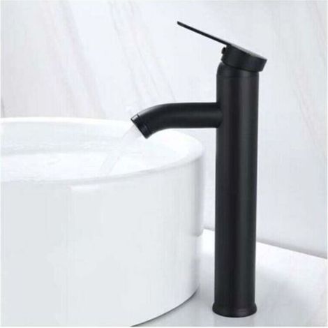 Mitigeur de Lavabo, Design à Bec Haut, Robinet Monotrou, pour Vasque à Poser sur Table pour Salle de Bain en Cuivre Chromé avec Mousseur Démontable (1/4)