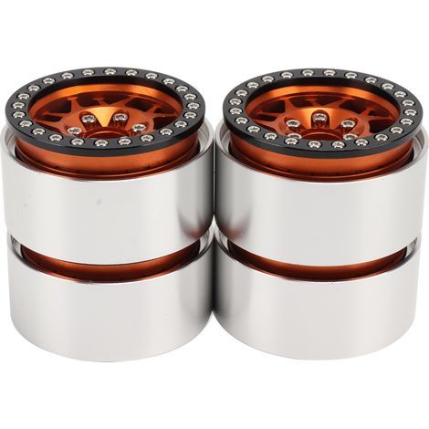4 Jantes Alliage CNC 1,9 Pouces pour Axial SCX10, Roues Beadlock 1/10, Compatibles avec Redcat MST, Orange (1/5)