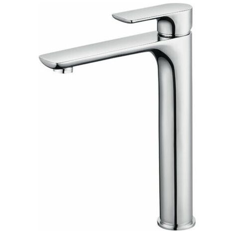 Mitigeur Lavabo Design à Bec Haut Grand Robinet Salle de Bain Chromé avec Mousseur Démontable Robinet de Lavabo en Laition Robinet haut salle bain -