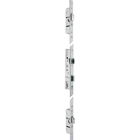 Assa Abloy – Serrure à têtière filante 3 points à pênes courts – Acier zingué – Entraxe 92 mm – Pêne dormant et demi-tour – Coffre 41 mm