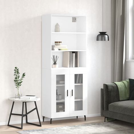Buffet de Salon,Buffet Commode industriel haut Blanc 69,5x34x180 cm Bois d'ingénierie -QS57221 (1/5)