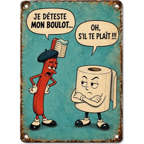 Decoration WC Plaque Métallique Humoristique Pour Toilettes 20 X 30 Cm (1/5)