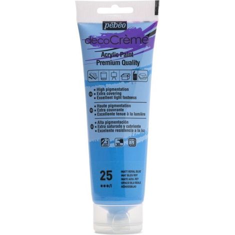 Peinture acrylique - Bleu roi - 25 - Mat - Multi-supports - DécoCrème - Pébéo - 120ml (1/2)