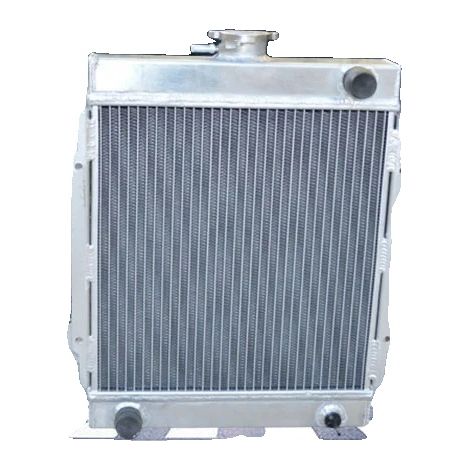 Radiatore in alluminio, dimensioni del nucleo 330 mm × 330 mm × 56 mm, dimensioni complessive 380 mm × 440 mm × 80 mm, diametro ingresso/uscita 28 mm, compatibile con Datsun 1200 B110 A12 / A12T, camb (1/5)