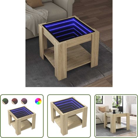 Holz Couchtisch - LED-Couchtisch Sonoma Eiche 53x53x45 cm Holzwerkstoff (1/5)