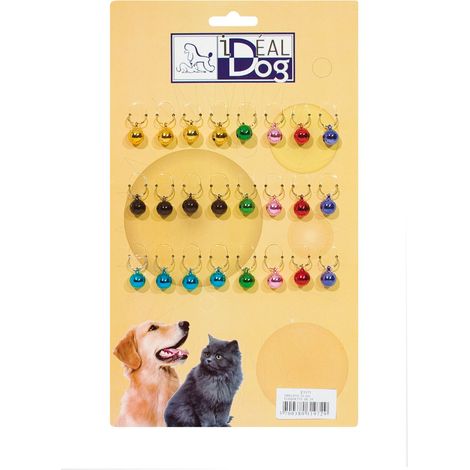 Plaquette de 24 grelots de couleur pour chiens - Grand modèle