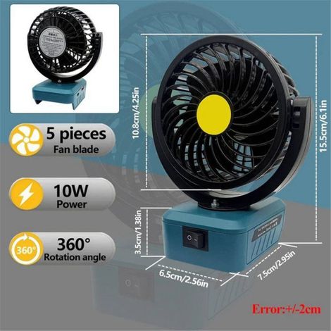 Ventilateur Électrique Pliable - 5 Pales - Alimenté Par Batterie Lithium 18 V - Sortie USB Et Type-C - Pour Utilisation Intérieure Et Extérieure - 1 Pièce (1/5)