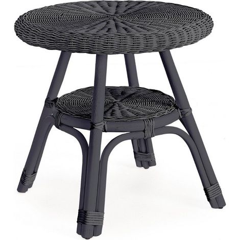 Tavolino Allis midnight en rattan y midollino Ø52x52