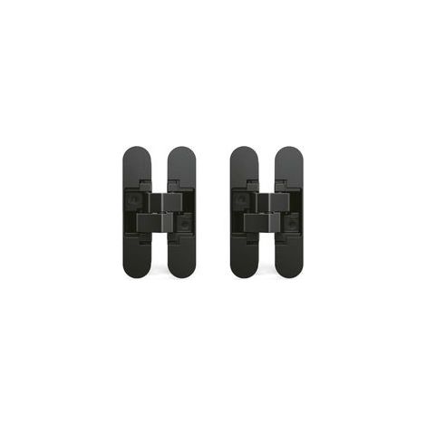 Charnière invisible pour portes, Lot de 2 charnières invisibles pour portes lourdes, charge de 40 kg, ouverture de 180º, zamak, noir (1/5)