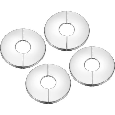 Plaque d'Écussons Auto-Adhésive Ronde en Acier Inoxydable 1"/25mm, 4pcs Couverture Murale pour Tuyau d'Eau, Cache Mitigeur Douche Boucles Robinet Chauffage Plomberie, Argenté (1/5)