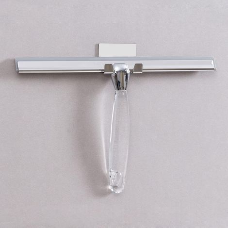 Escobilla de ducha de acero inoxidable con hoja de silicona de 30,5 cm y gancho adhesivo para pared, ideal para baño, cocina, espejo, coche, ventana y cristal. Mango acrílico. (1/5)