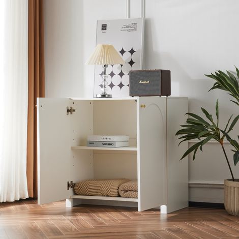 MEUBLIV Sideboard mit 2 Türen 80x40x80 cm cremeweiß – mit Stauraum und Kippschutz (1/5)
