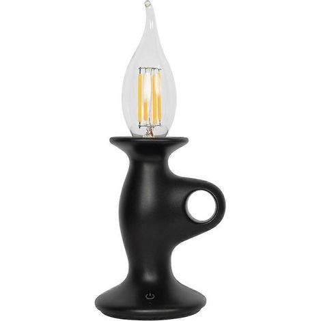 Retro-Schreibtischlampe im Vintage-Kerzenstil, wiederaufladbar, stimmungsvolle Beleuchtung für Zuhause, schwarz (1/5)