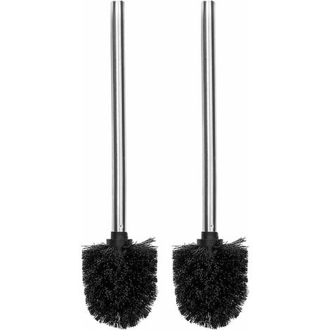Set di 2 spazzole di ricambio per WC/bagno Ulisem Triomphe, con testina di pulizia e manico in acciaio inossidabile, colore nero.