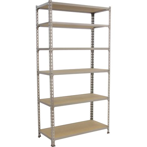 SimonRack Étagère Rangement, 2500x1200x300 mm, 6 Niveaux en Boix, 200 kg Capacité de Charge et Point de Flexion, Étagère Garage, Galvanisé/Bois - Maderclick (1/5)