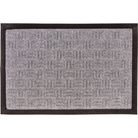 PrimeMatik - Paillasson rectangulaire en polypropylène lisse gris foncé 60x40cm (1/5)