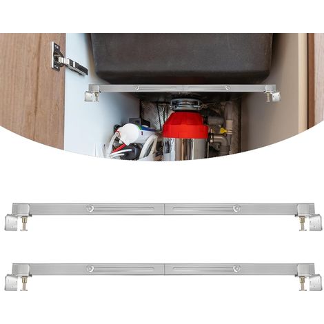Lot de 2 Supports d'évier Encastré en acier inoxydable ajustables Kit, partage efficacement le poids de l'évier (70 cm-100 cm) (1/5)