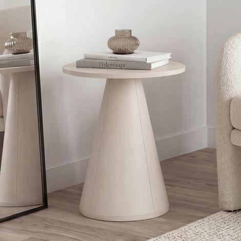 Lote de 2 mesitas auxiliares redondas, mesitas de salón o mesitas de noche ELEONORE de 40 cm, de metal beige (1/5)