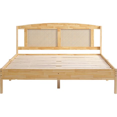 Letto matrimoniale 160x200 cm in pino e PE rattan naturale (1/5)