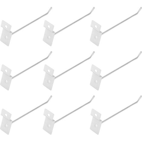 Lot de 50 crochets pour panneaux rainurés, crochets à fente, crochets à fil unique pour présentoirs de vente au détail, 15 cm de long, diamètre 3,3 mm, argentés (1/5)