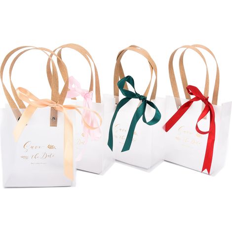 Sachet cadeau transparent PVC imperméable avec anses et ruban, lot pour mariage, fête, shopping, emballage élégant et résistant à l'eau. (1/5)