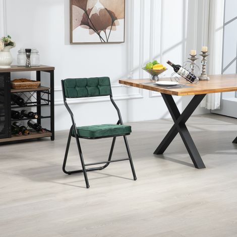Lot de 2 chaises pliantes - Chaises de salle à manger rembourrées et pliables, chaises pliantes portables et assemblées pour invités, cuisine, bureau, mariage, fête - Vert