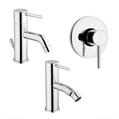 Set miscelatori lavabo bidet e doccia incasso cromati Piralla Essenza scarico incluso (1/5)