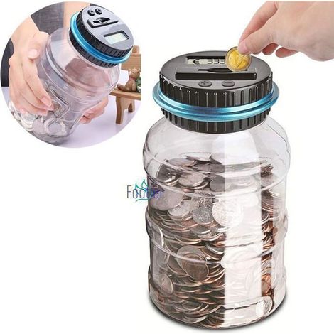Digital Money Box, Electronic Savings Bank with LCD Screen, 1.5L Money Box for Adults and Children, Large Electric Money Box