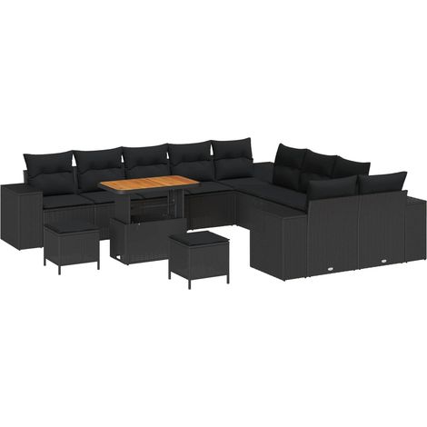 Garden Sofa Set 13 pcs Black Poly Rattan vidaXL (1/5)
