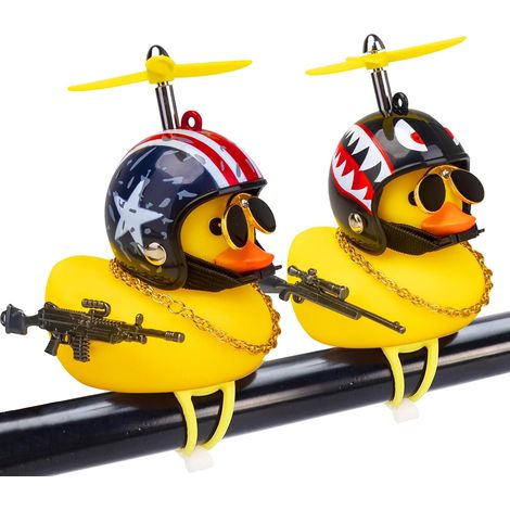 2 pièces Ornements de voiture canard en caoutchouc, décorations de tableau de bord canard à presser, décoration de vélo pour accessoires de cyclisme, moto et vélo