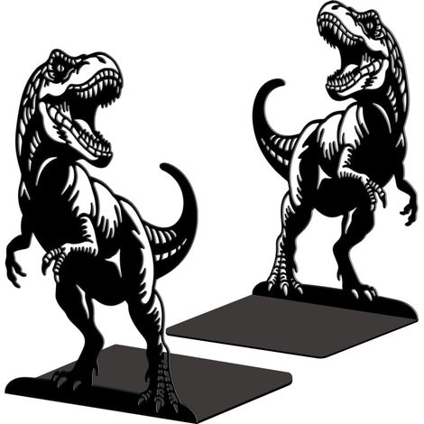 Lot de 2 Serre-Livres Métal Tyrannosaure Rex Décoratif (1/5)