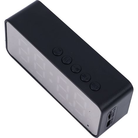Spiegelwecker mit Bluetooth-Lautsprecher, wiederaufladbarer digitaler Wecker mit Bluetooth-Lautsprecher für Schlafzimmer, Wohnzimmer, Büro, Schreibtisch, Schwarz (1/5)