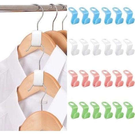 Lot de 30 connecteurs pour cintres - Crochets de cintre en plastique multicolores (accessoire gain de place) (1/4)