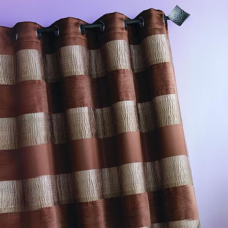 Rideau Jacquard grosses rayures horizontales Taupe 140x260 cm