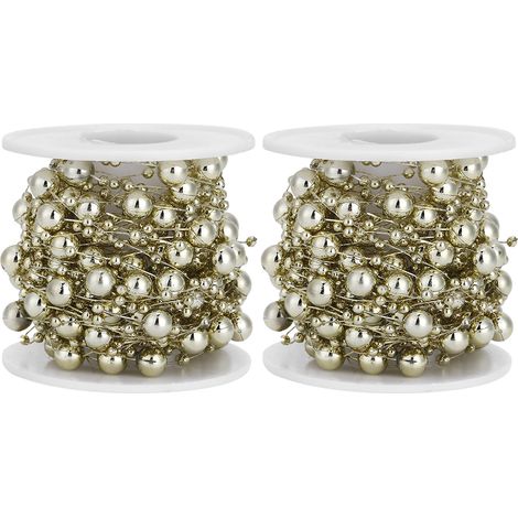 2 Pièces Perles Étoiles à 5 Branches en ABS pour Décoration de Mariage, Bouquet de Mariée et Noël (Rouleau de 10m Perles Dorées) (1/5)